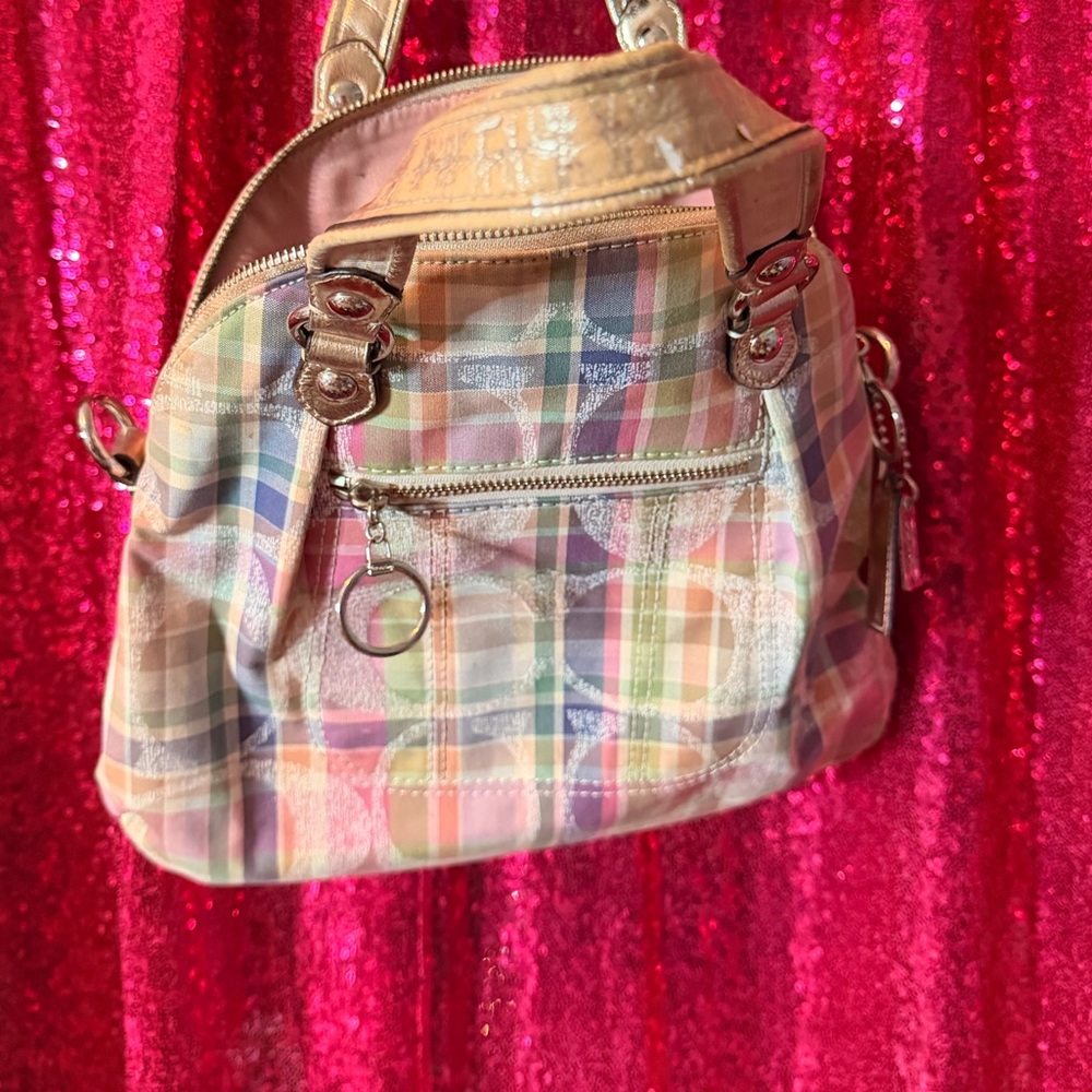 Coach Poppy Madras Satchel Tote 196197